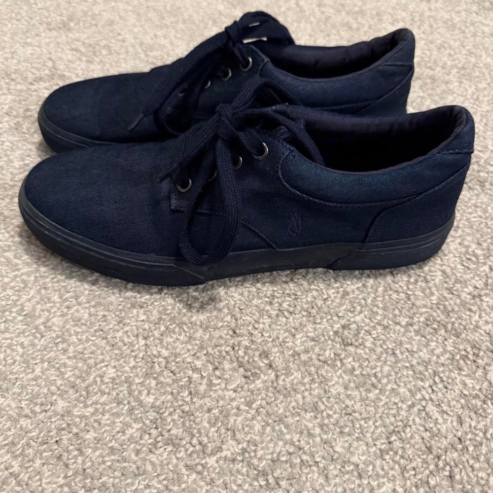 Men's Navy blue Polo Ralph Lauren denim canvas sneakers size 10